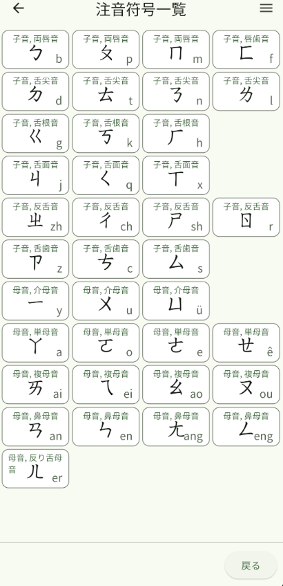 注音符号一覧